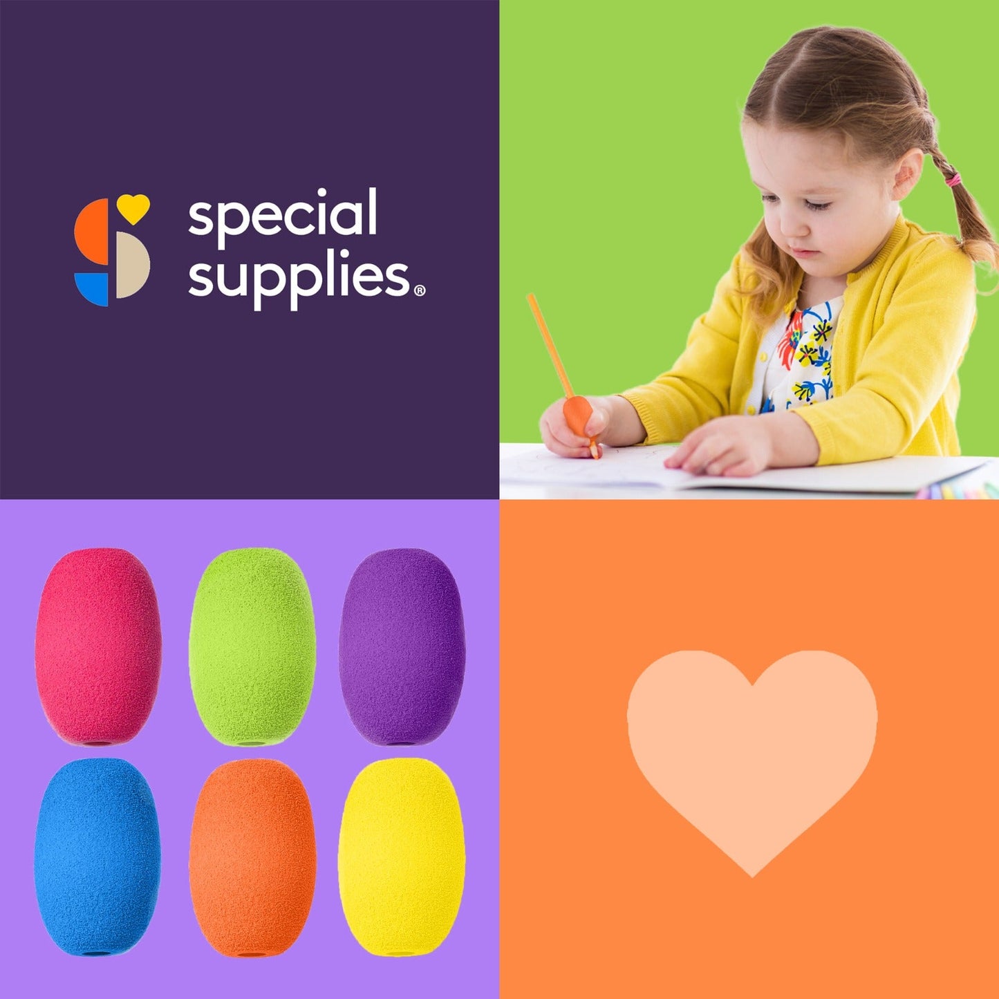 Special Supplies Egg-Shaped Cushioned Pencil Grips – Comfortable, Adaptive Writing Support for New Writers & All Ages (6 Pack)