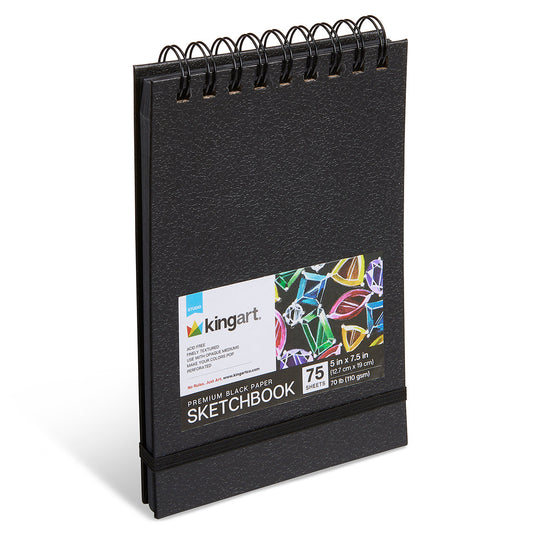 Kingart Black Drawing Paper Pad, 5” x 7.5”, 75 Sheets