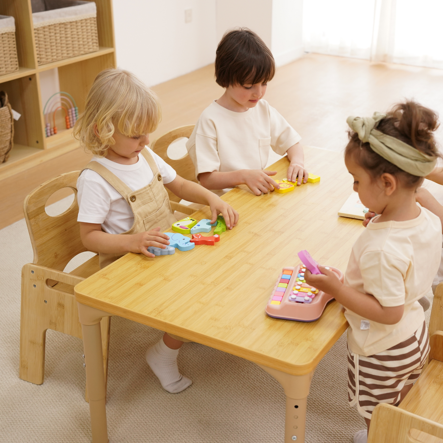 Avenlur Adrian Multi-Height Adjustable Table & Chairs Set – Montessori-Inspired Wooden Furniture for Toddlers and Kids