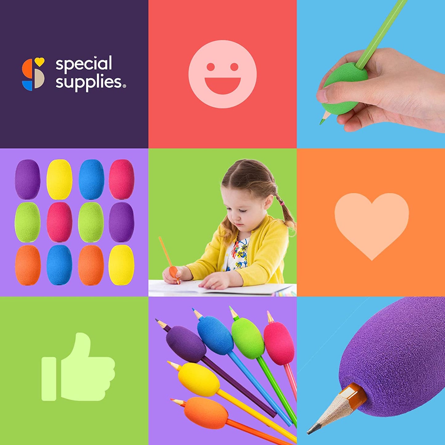 Special Supplies Egg-Shaped Cushioned Pencil Grips – Comfortable, Adaptive Writing Support for New Writers & All Ages (12-pack)