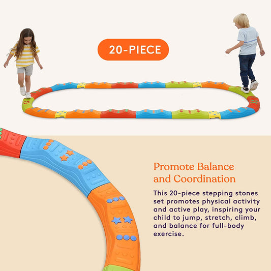 Special Supplies 20-Piece Balance Stepping Stones Set – Indoor & Outdoor Play for Kids – Build Balance, Coordination & Confidence