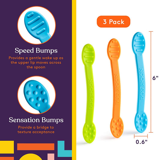 Special Supplies Duo Spoon Oral Motor Tool (3-Pack) – Textured Spoons for Oral Stimulation & Sensory Feeding