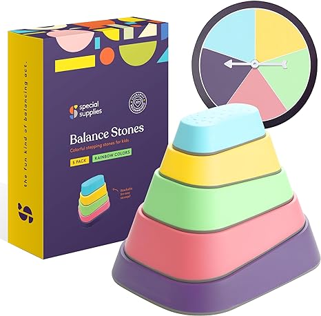 Special Supplies Stackable Stepping Stones – Active Play Balance Blocks for Kids – Multicolor