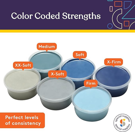 Special Supplies Silicone Therapy Putty – Ocean Colors – 6 Strength Levels for Hand Strength & Stress Relief