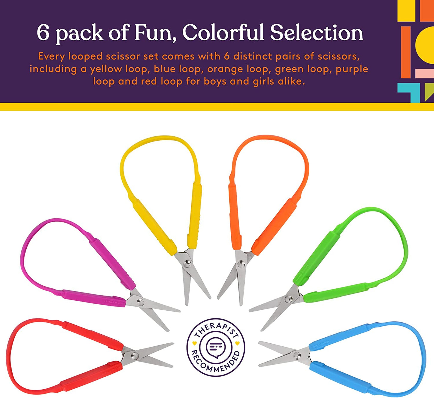 Special Supplies Mini Loop Scissors for Kids and Adults 5.5" Inches (6-Pack)