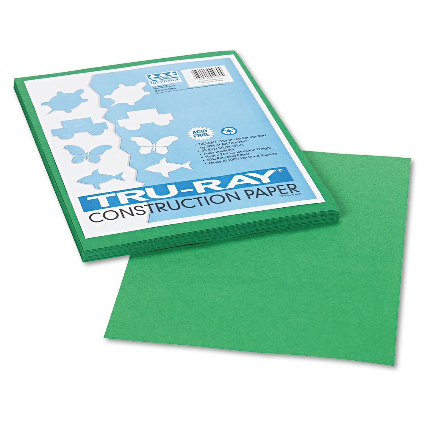 Pacon Tru-Ray Construction Paper – Green – 50 Sheets Heavyweight 76 lb Craft Paper 9"x12" for School & Creative Projects