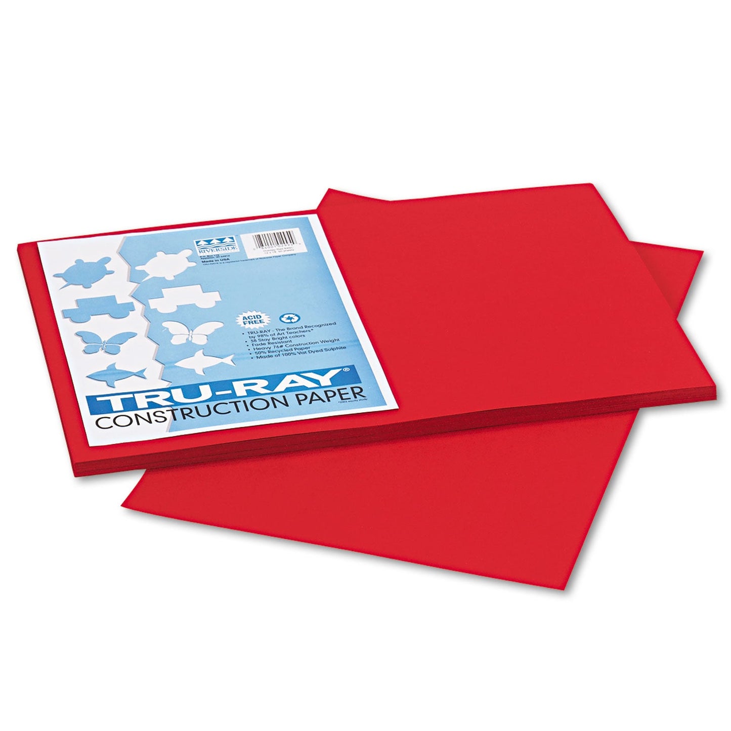 Pacon Tru-Ray Construction Paper – Red – 50 Sheets Heavyweight 76 lb Craft Paper 12"x18" for School & Creative Projects