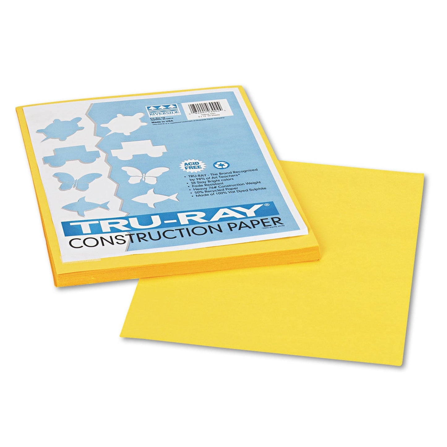 Pacon Tru-Ray Construction Paper – Yellow – 50 Sheets Heavyweight 76 lb Craft Paper 9"x12" for School & Creative Projects