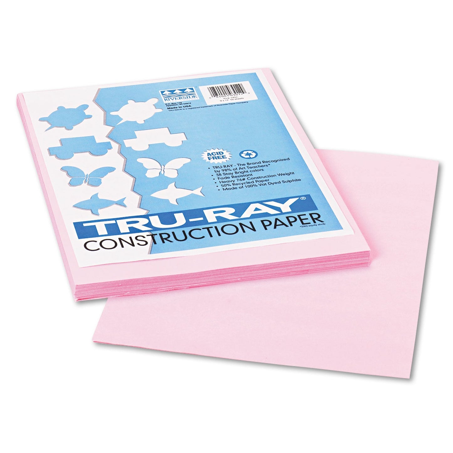 Pacon Tru-Ray Construction Paper – Light Pink – 50 Sheets Heavyweight 76 lb Craft Paper 9"x12" for School & Creative Projects