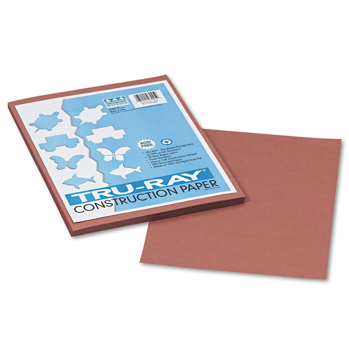 Pacon Tru-Ray Construction Paper – Light Brown – 50 Sheets Heavyweight 76 lb Craft Paper 9"x12" for School & Creative Projects