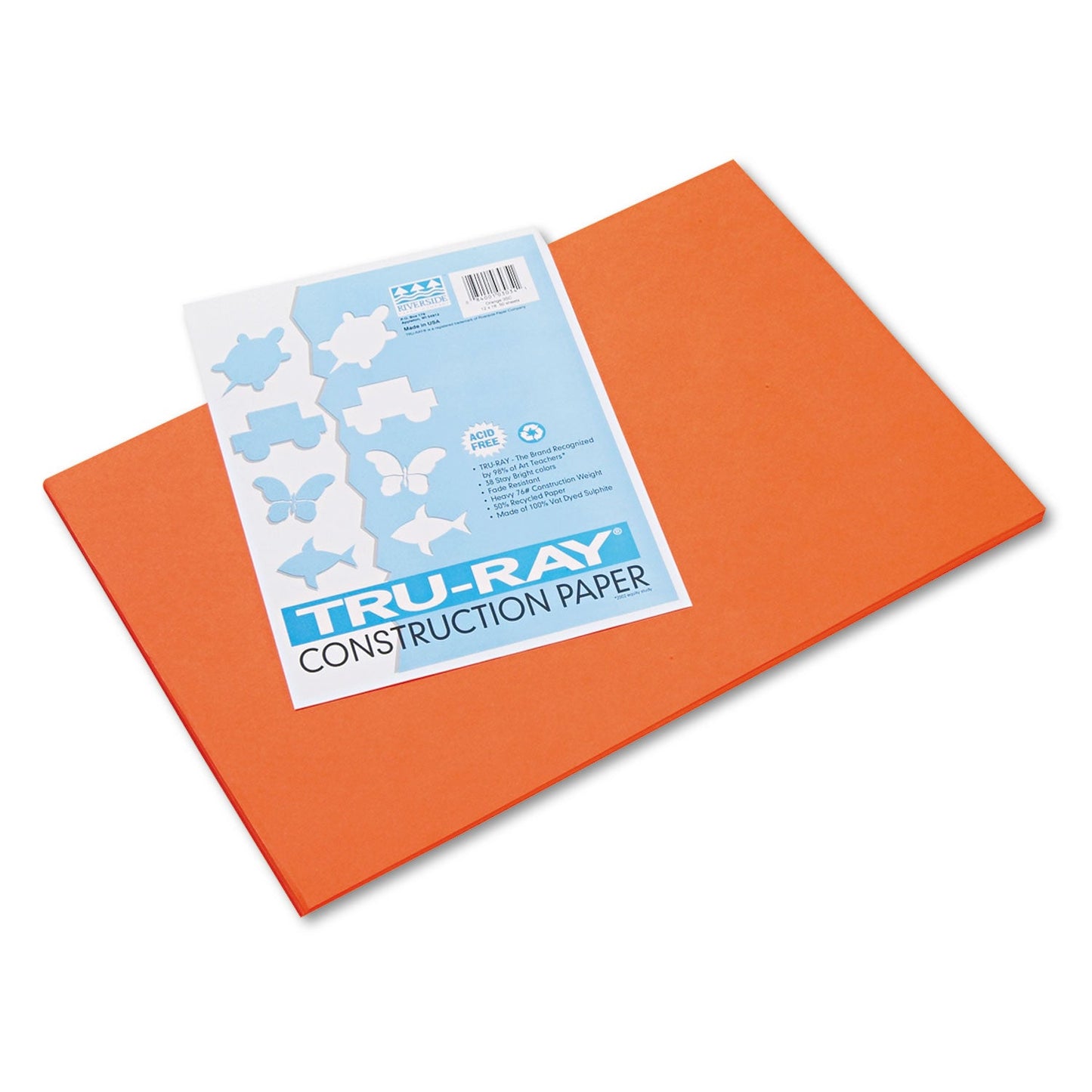 Pacon Tru-Ray Construction Paper– Orange – 50 Sheets Heavyweight 76 lb Craft Paper 12"x18" for School & Creative Projects