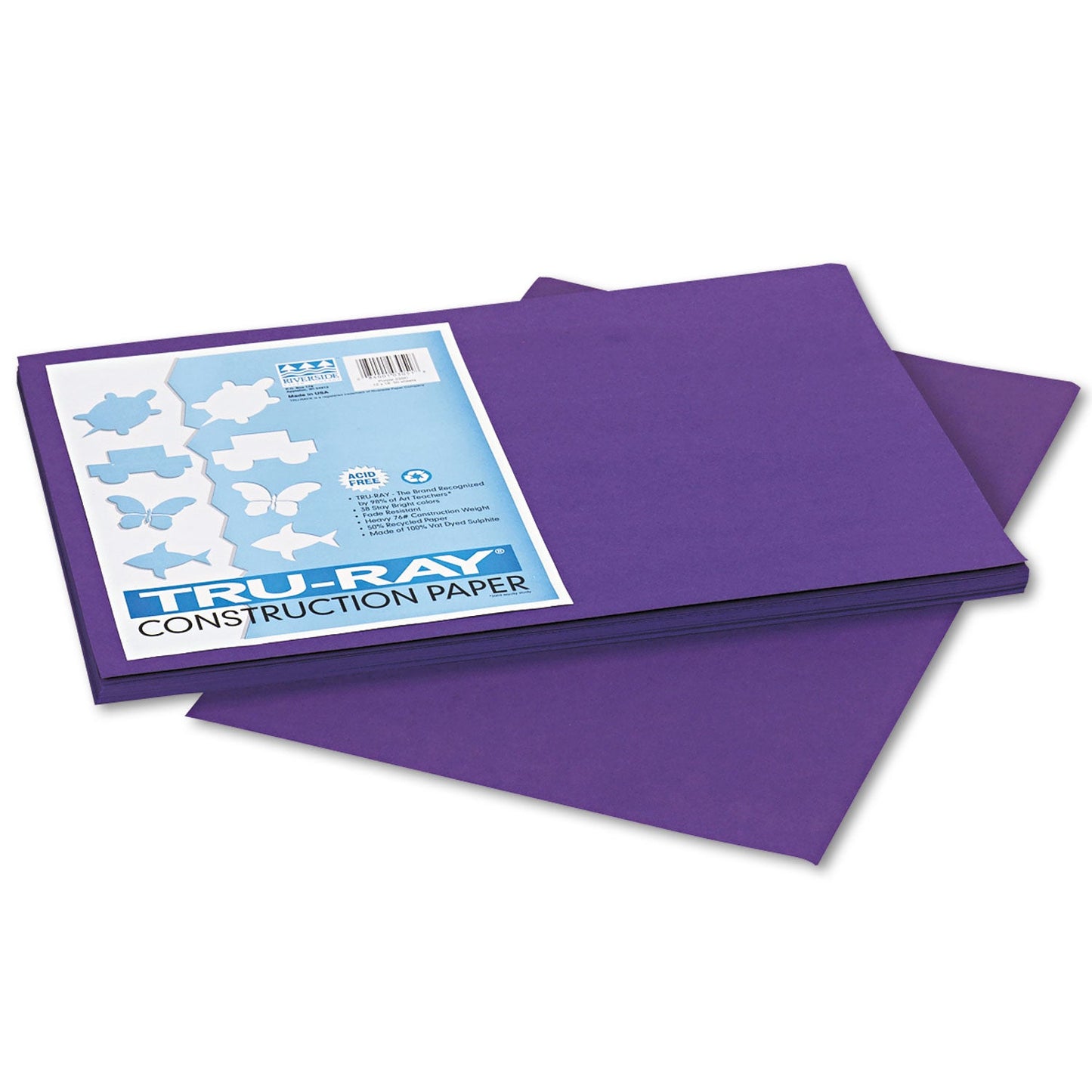 Pacon Tru-Ray Construction Paper– Purple – 50 Sheets Heavyweight 76 lb Craft Paper 12"x18" for School & Creative Projects