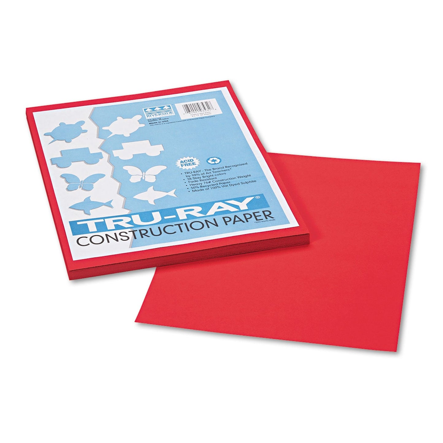 Pacon Tru-Ray Construction Paper – Red – 50 Sheets Heavyweight 76 lb Craft Paper 9"x12" for School & Creative Projects