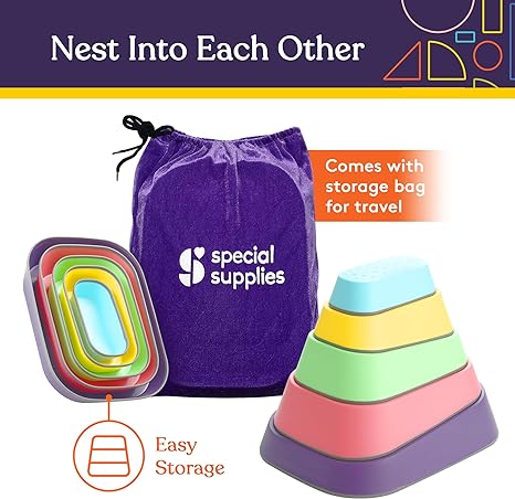 Special Supplies Stackable Stepping Stones – Active Play Balance Blocks for Kids – Multicolor