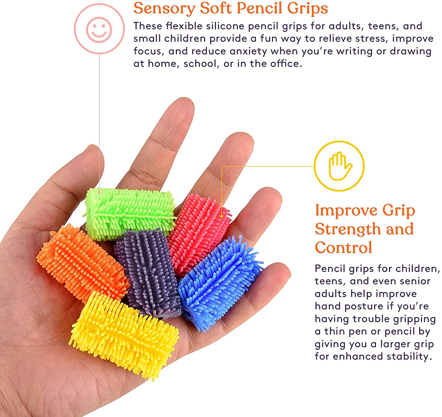 Special Supplies Squishy Pencil Grips (50-Pack) – Soft Sensory Writing Aids for Kids & Adults with Focus and Anxiety Support