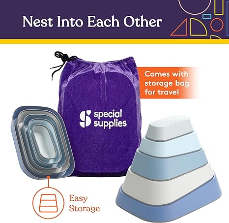 Special Supplies Stackable Stepping Stones – Active Play Balance Blocks for Kids - Set of 5 - Promote Coordination, Balance, and Strength