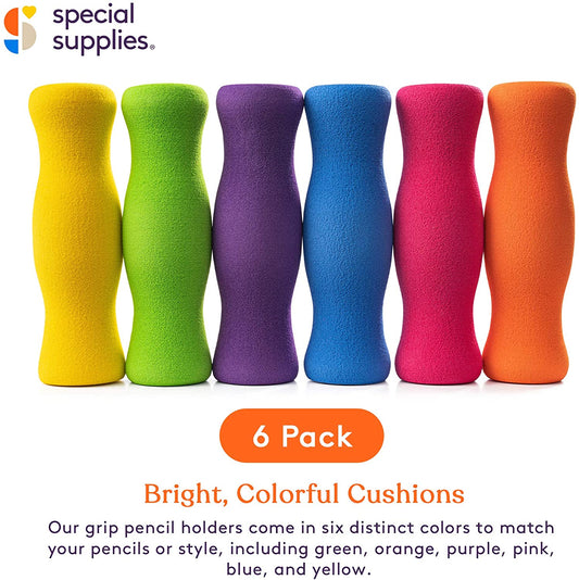 Special Supplies Cushioned Pencil Grips (6-Pack) – Ergonomic Foam Comfort for Pens, Pencils, and Crayons