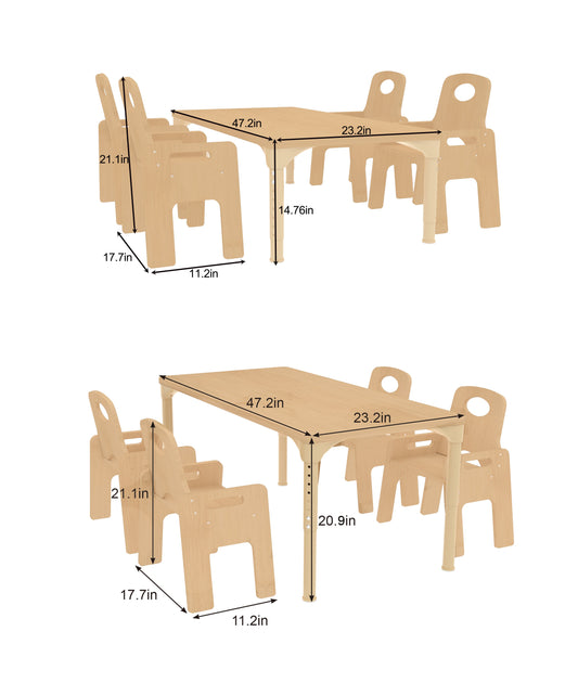 Avenlur Adrian Multi-Height Adjustable Table & Chairs Set – Montessori-Inspired Wooden Furniture for Toddlers and Kids
