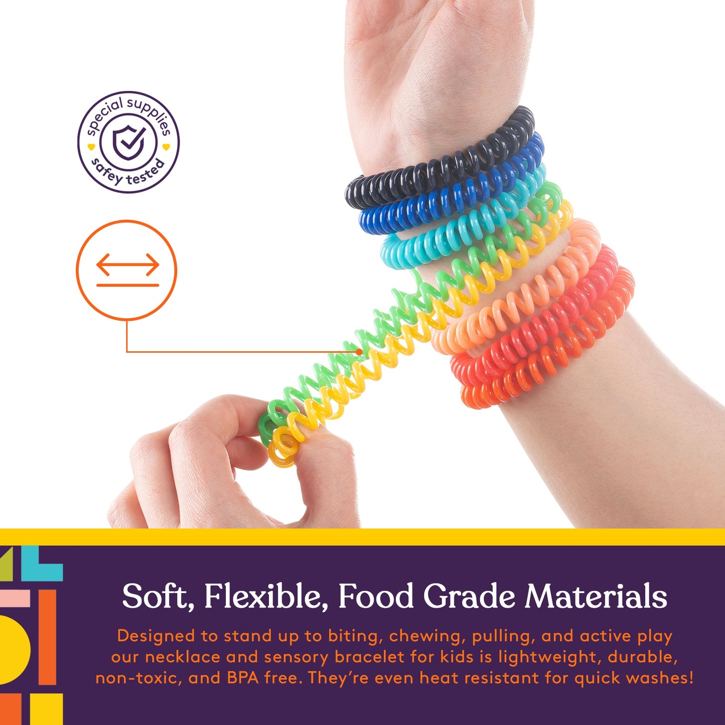 Special Supplies Chewable Sensory Necklace & Bracelet Set (16-Pack) – Safe Oral Fidget Jewelry for Kids with Autism, ADHD, and Anxiety