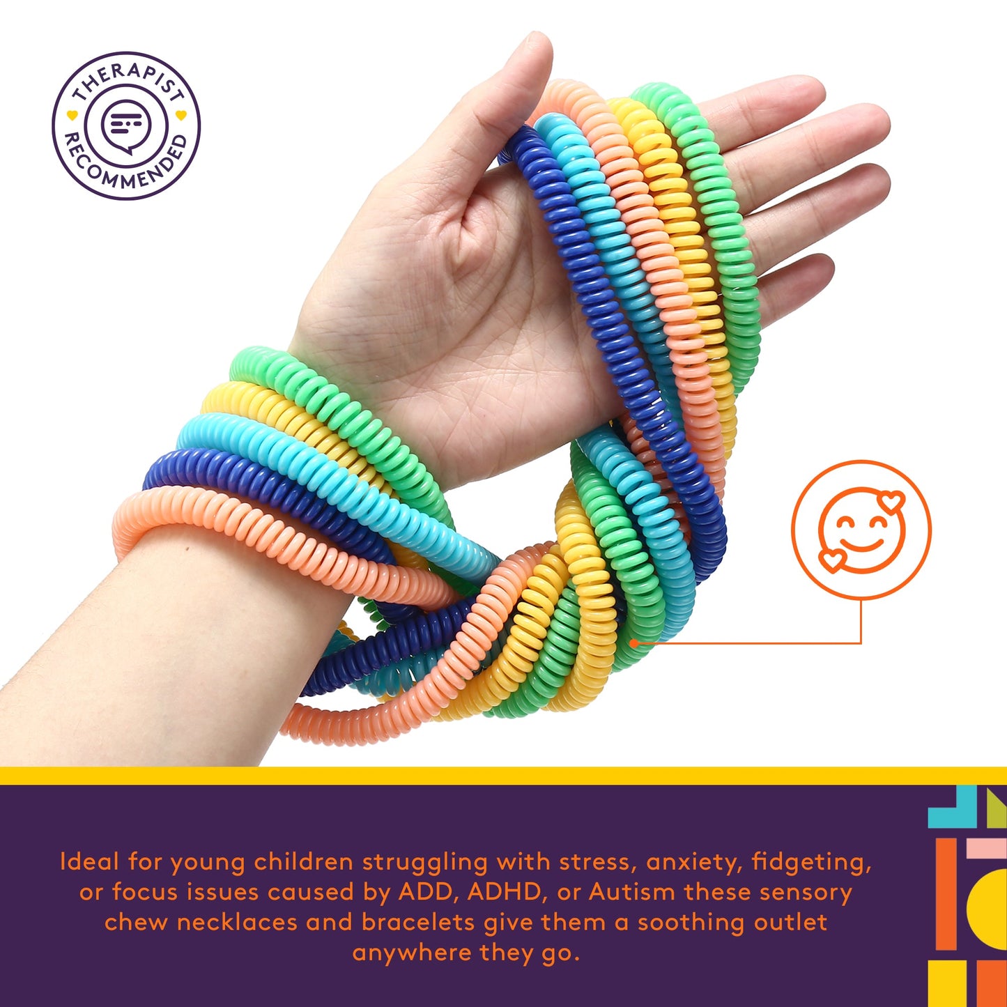 Special Supplies Chewable Sensory Necklace & Bracelet Set (16-Pack) – Safe Oral Fidget Jewelry for Kids with Autism, ADHD, and Anxiety