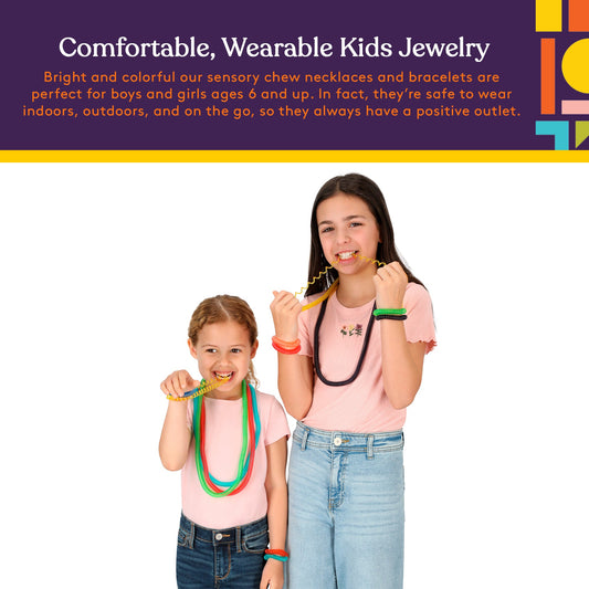 Special Supplies Chewable Sensory Necklace & Bracelet Set (16-Pack) – Safe Oral Fidget Jewelry for Kids with Autism, ADHD, and Anxiety