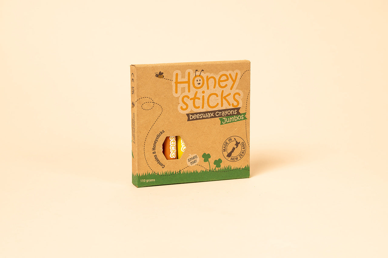 Honeysticks Jumbo Crayons – Natural Beeswax Crayons for Kids, Classic Size, 8 Colors