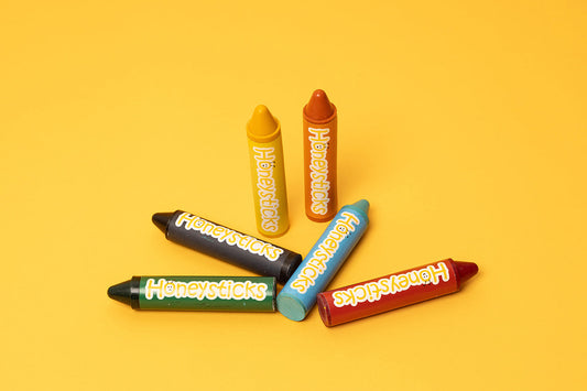 Honeysticks Super Jumbo Crayons – Natural Beeswax Crayons for Toddlers, Longer & Thicker Design, 6 Colors