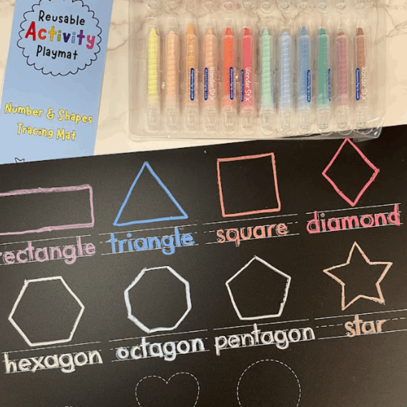 Numbers & Shapes Activity Playmat – 12” x 17”, Reusable & Mess-Free