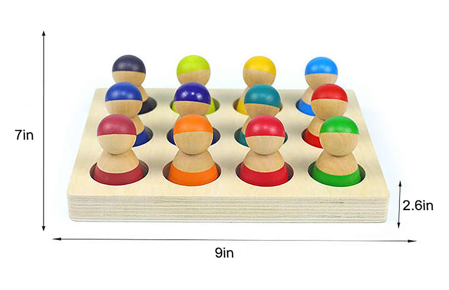 Avenlur Wooden Rainbow Peg Dolls – 12-Piece Montessori Sorting & Imaginative Play Set