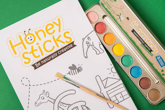 Honeysticks Activity Set – Watercolor Paints with 4 Jumbo Learning Posters