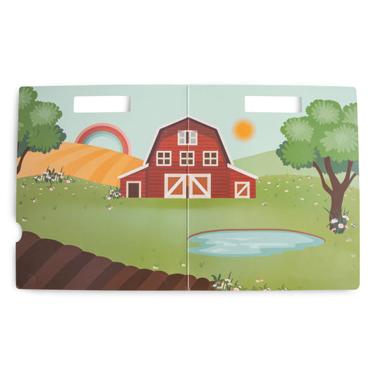 Mushie Reusable Puffy Sticker Book – Farm Friends Play Scene