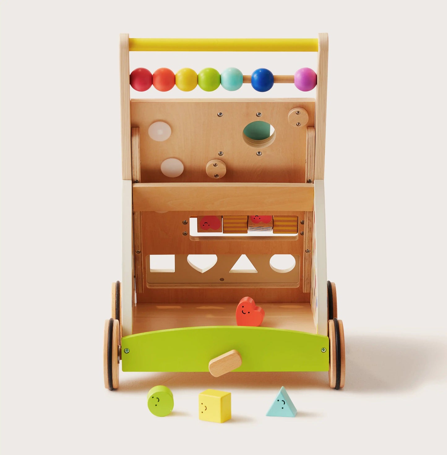 Tiny Land® Premium Rainbow Wooden Baby Walker – Adjustable Push Toy for First Steps & Learning Play