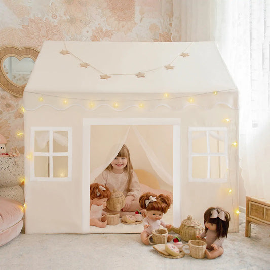 Tiny Land® Kids Play Tent with Cushion & Fairy Lights – Indoor Adventure Castle