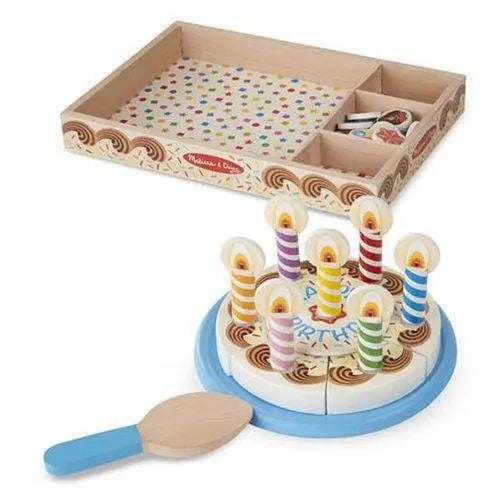 Melissa & Doug Wooden Birthday Cake Playset – 34-Piece Pretend Play Cake Set
