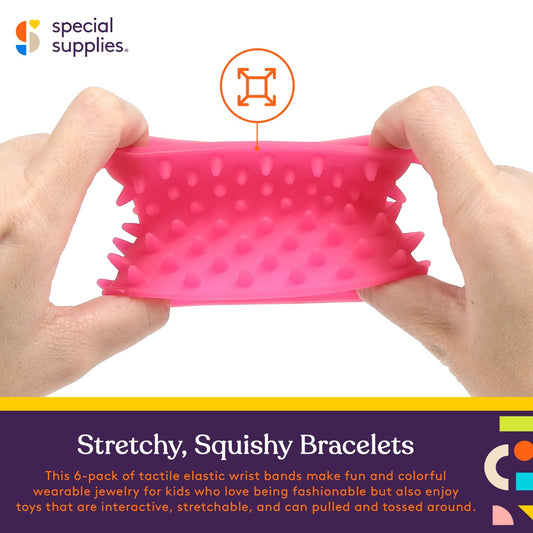 Special Supplies Spiky Sensory Bands – 6-Pack Stretchy Fidget Bracelets for Kids