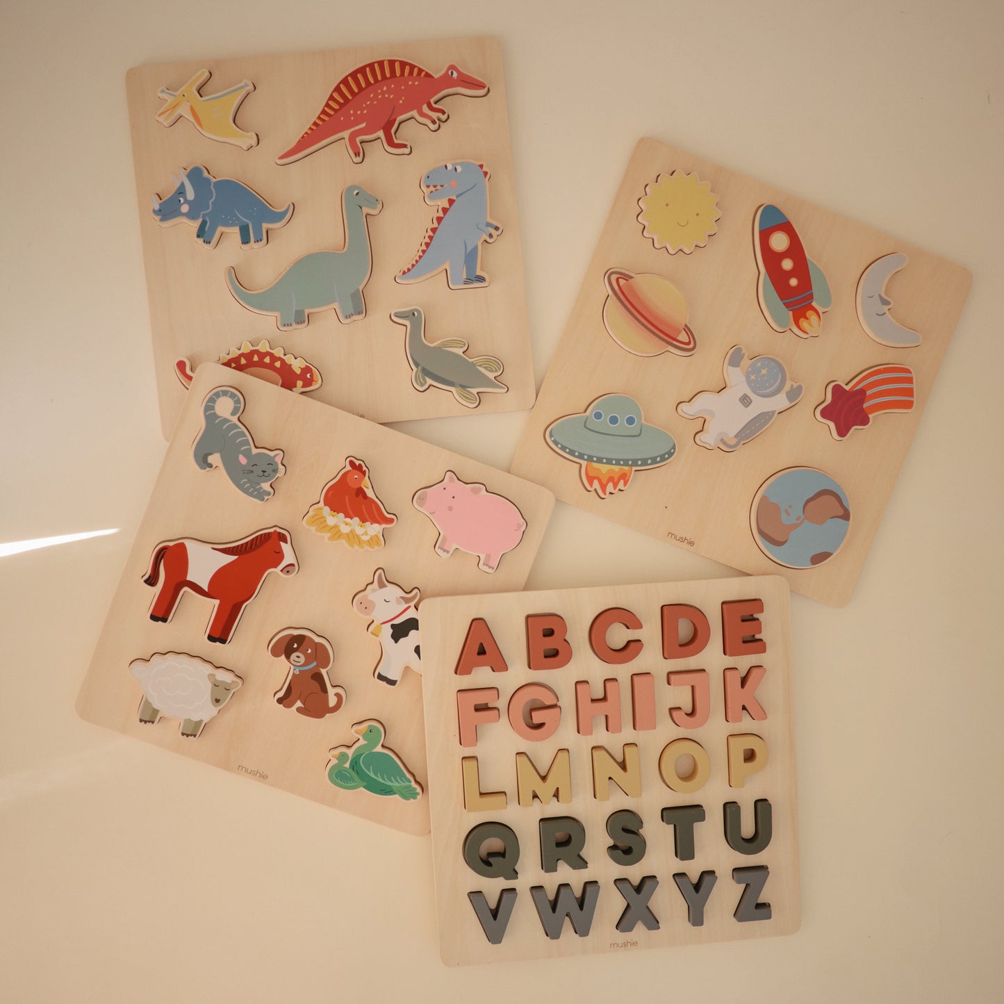 Mushie Wooden Farm Puzzle – Farm Animal Learning & Fine Motor Skills Toy