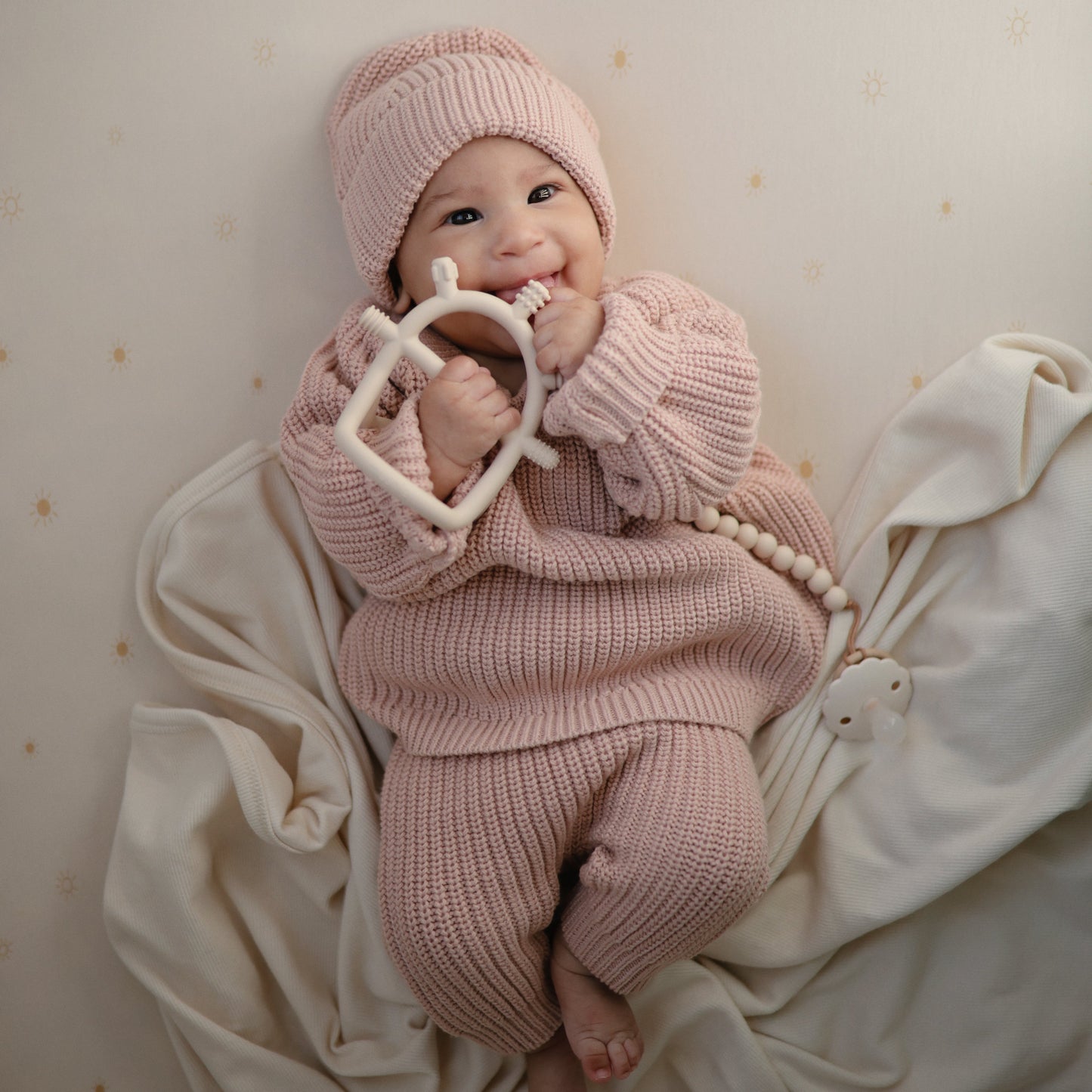 No-Drop Sensory Teether | Soft Silicone Baby Teething Toy for Self-Soothing and Sensory Development