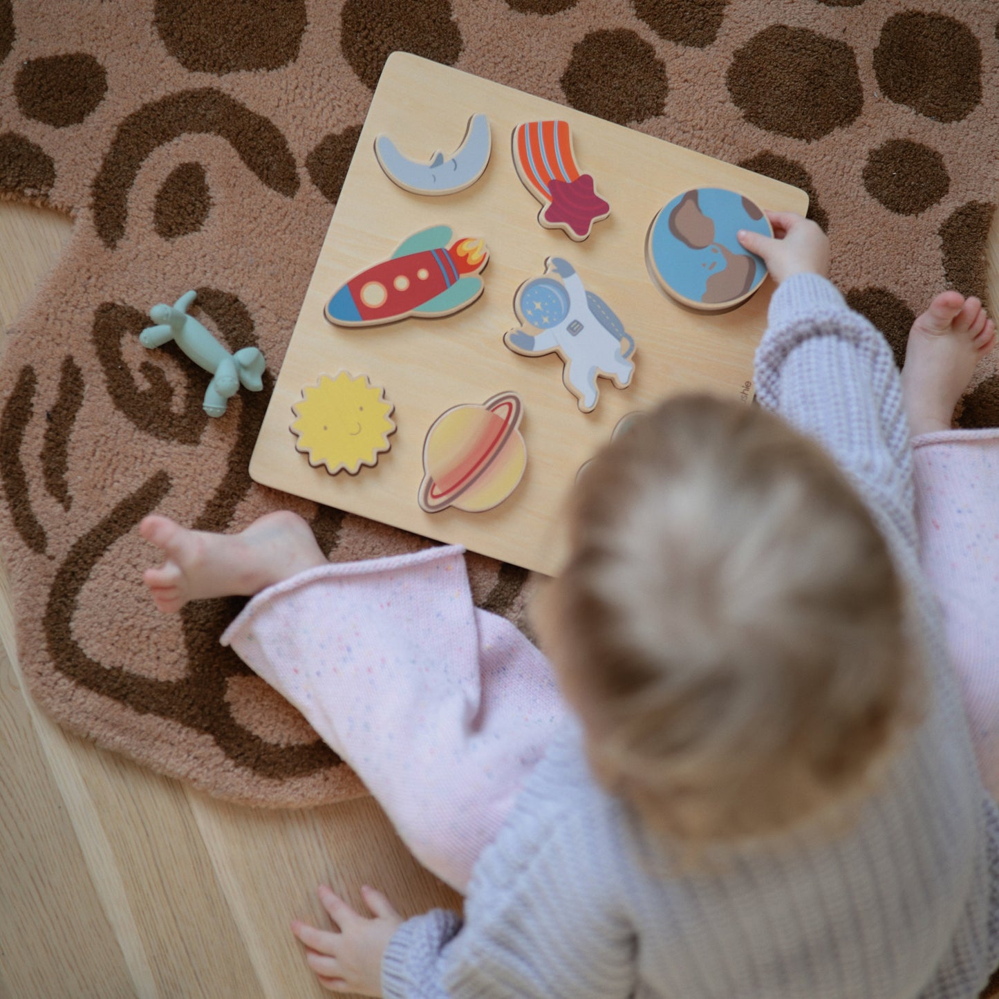 Mushie Wooden Space Puzzle – FSC-Certified Solar System Learning Puzzle for Toddlers
