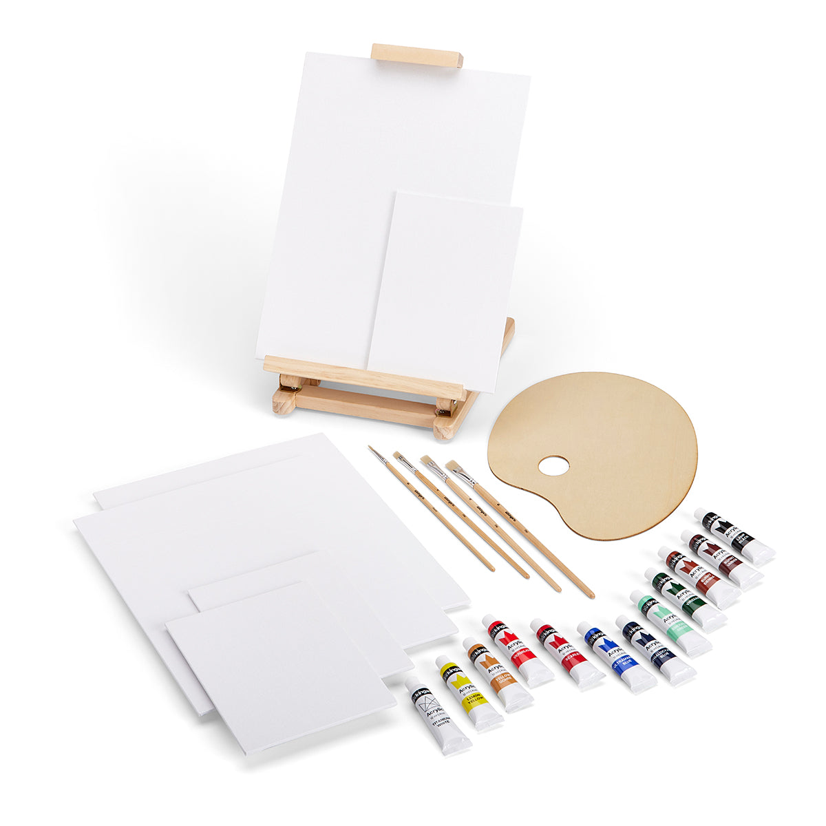 KINGART® Studio Acrylic Painting Set with Table Easel – 24 Piece Set