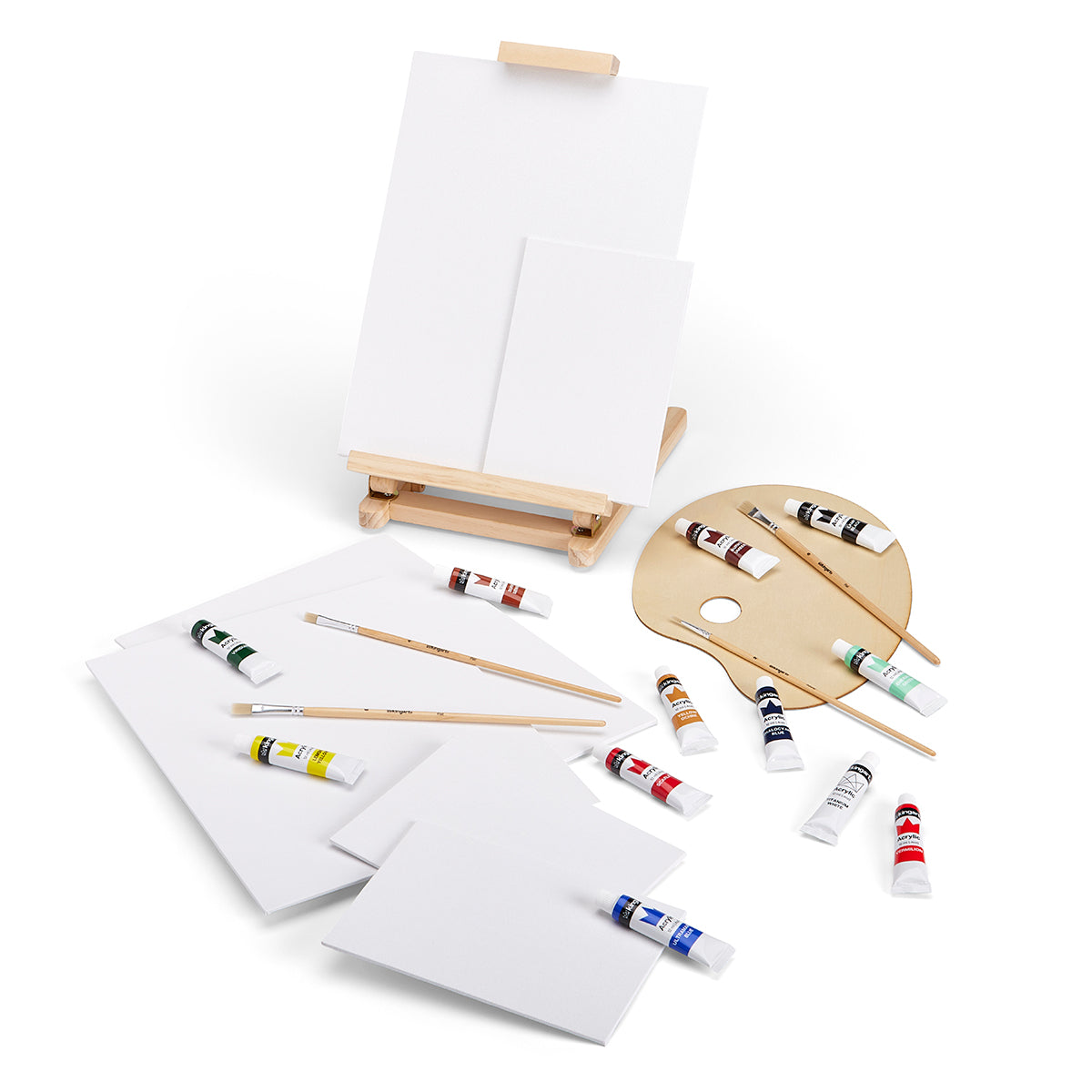 KINGART® Studio Acrylic Painting Set with Table Easel – 24 Piece Set