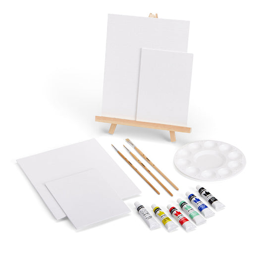 KINGART® Studio Acrylic Painting Set with Tabletop Easel – 15 Piece Set