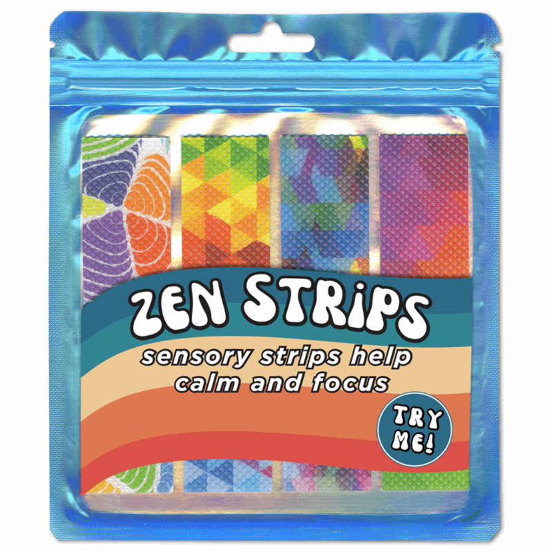 The Pencil Grip Inc. Zen Strips – Textured Sensory Calming Strips - Bumpy Brights Colors (4-Pack)