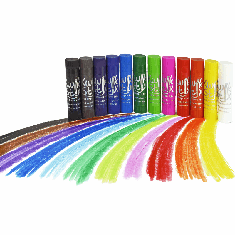 The Pencil Grip Inc. Kwik Stix 12 Classic Colors Set – Solid Tempera Paint Sticks for Kids