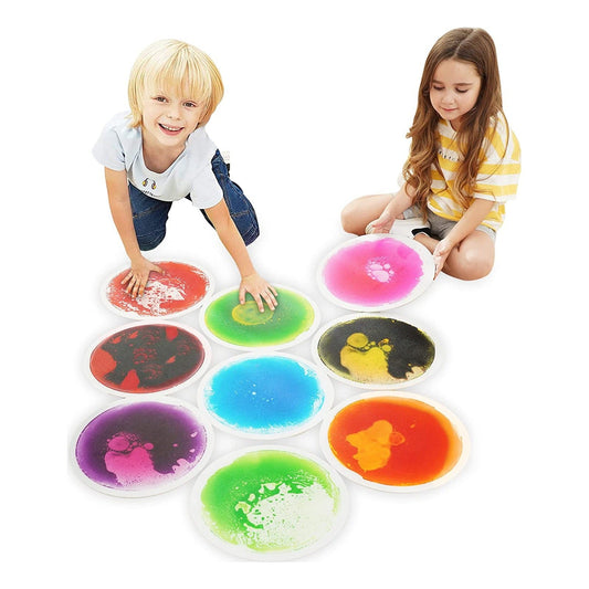 Special Supplies Colorful Liquid Floor Tiles – 9-Piece Sensory Stepping Tile Set