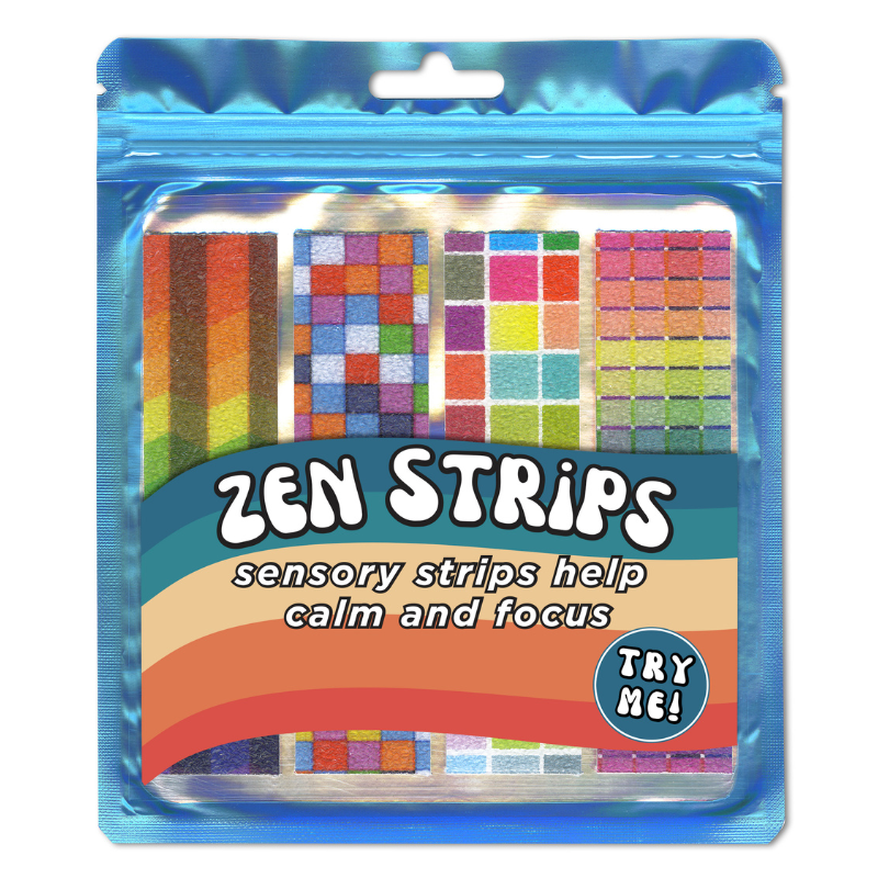 The Pencil Grip Inc. Zen Strips – Textured Sensory Calming Strips - Sandy Brights Design (4-Pack)