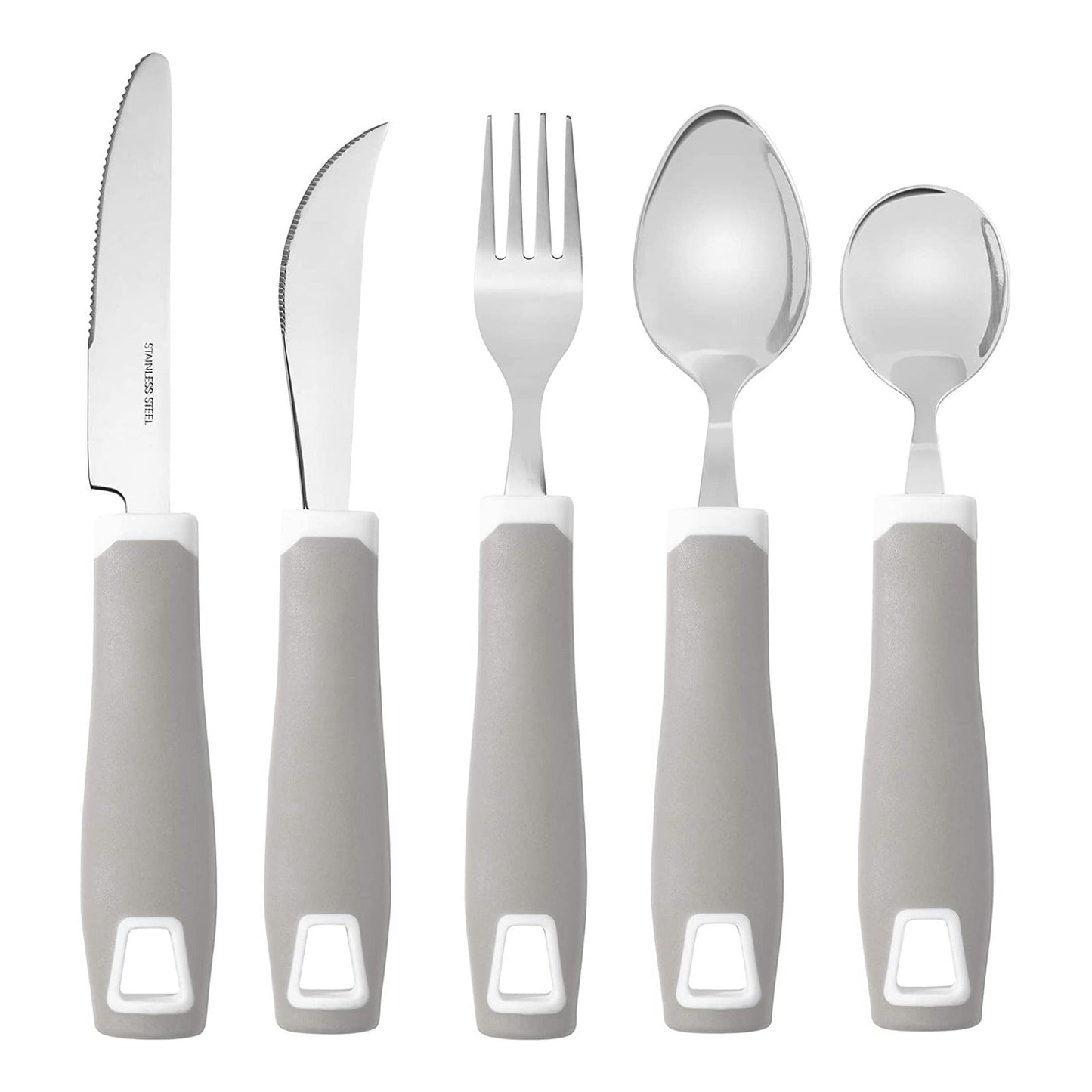 Special Supplies Adaptive Utensils Set (5-Piece) – Non-Slip Wide Grip Silverware for Tremors, Arthritis, Parkinson’s, and Low Hand Strength