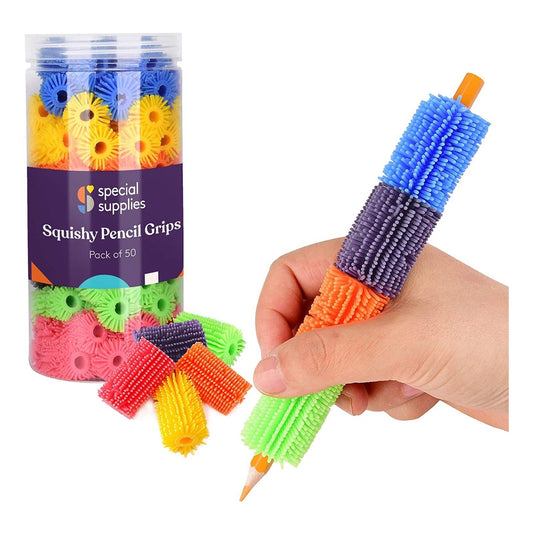 Special Supplies Squishy Pencil Grips (50-Pack) – Soft Sensory Writing Aids for Kids & Adults with Focus and Anxiety Support