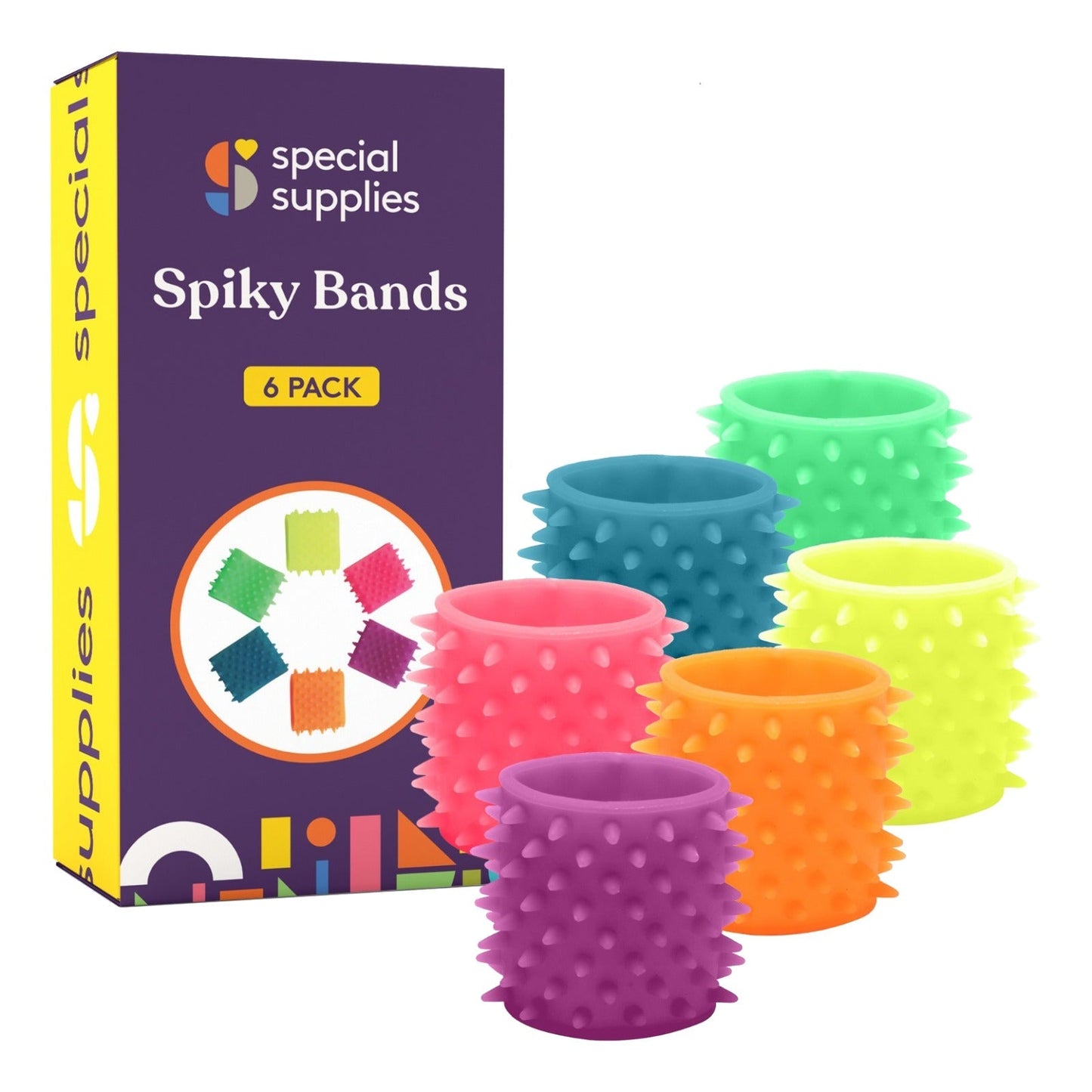 Special Supplies Spiky Sensory Bands – 6-Pack Stretchy Fidget Bracelets for Kids