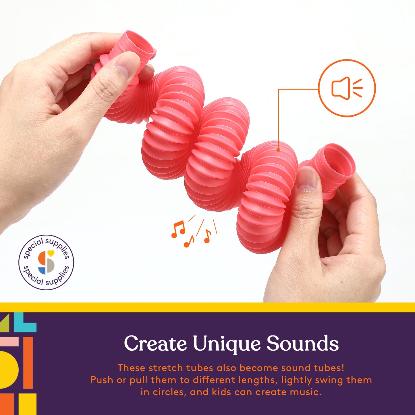 Special Supplies Pull Fun Tubes (16-Pack) – Stretch, Bend, and Connect Sensory Toys for Kids