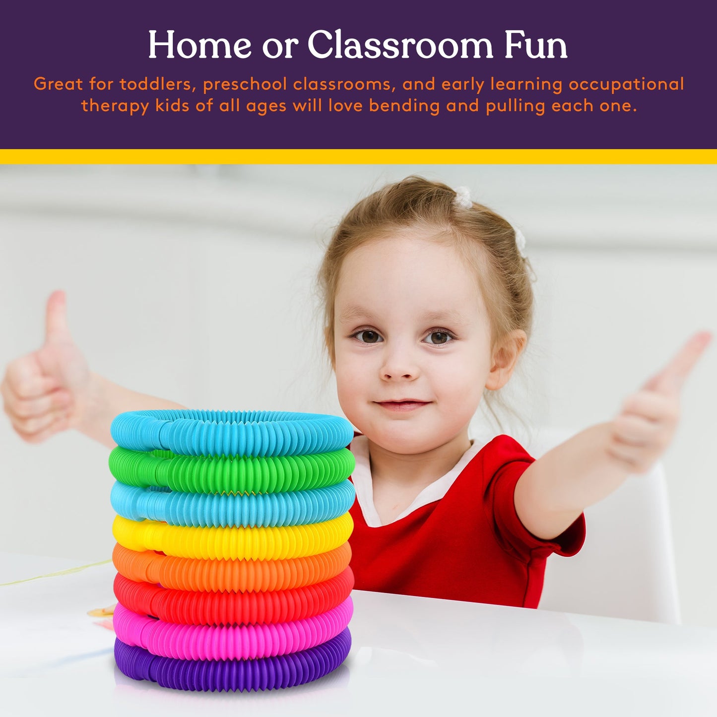 Special Supplies Pull Fun Tubes (16-Pack) – Stretch, Bend, and Connect Sensory Toys for Kids